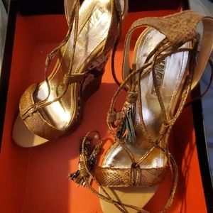 Wild pair wedge heels size 6.5 with tie up straps